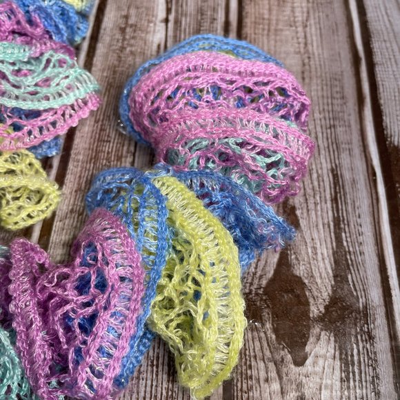 Sashay Ruffle Lace Crocheted Scarf Multicolor Sparkle 49" Handmade NEW - Picture 2 of 2